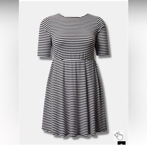 Elegant Black and White Striped Midi Dress